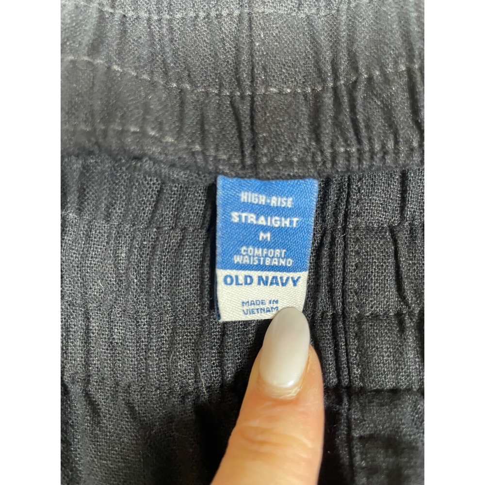 womens linen blend straight leg comfort high waist pant M old navy lagenlook - Picture 4 of 9